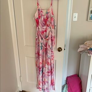 Nicole Miller Pink Floral Maxi Dress